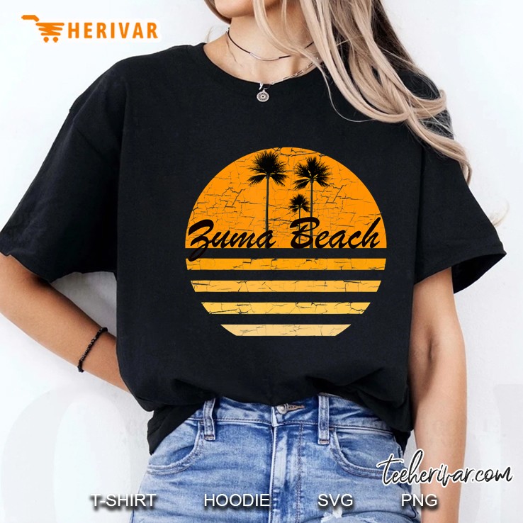 Zuma Beach Vintage Retro 70S Throwback Surf Tee Hoodie