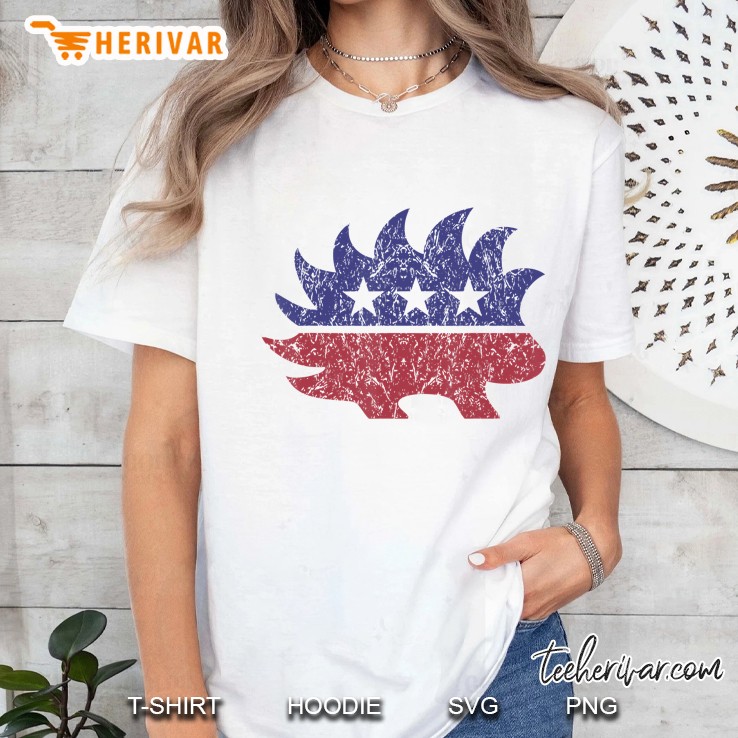 Distressed Libertarian Porcupine Cool Stylized Freedom Gift Ladies Tee