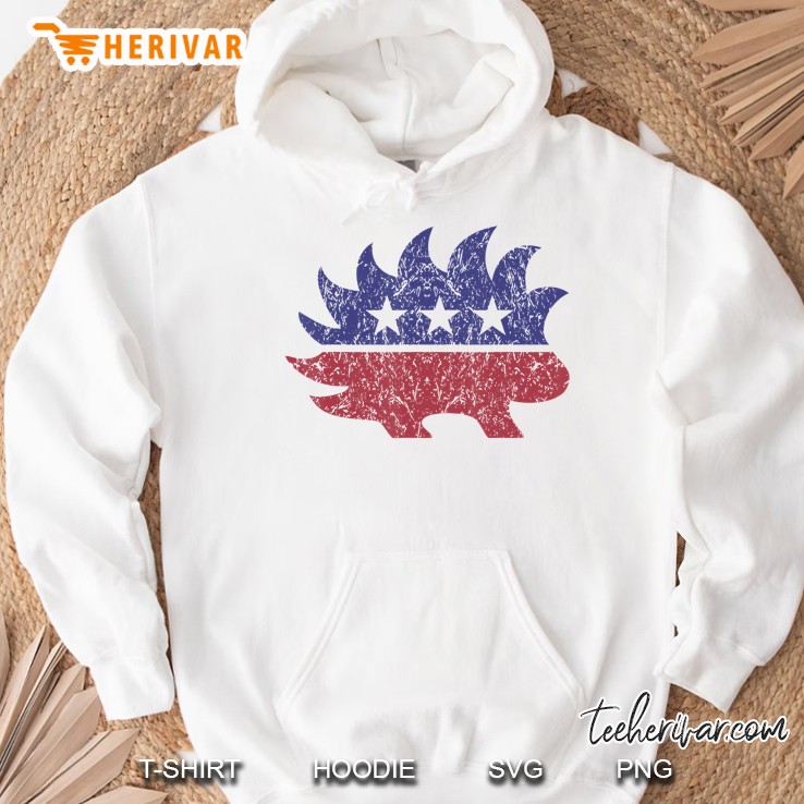 Distressed Libertarian Porcupine Cool Stylized Freedom Gift Hoodie