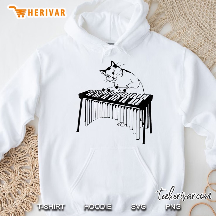 Vintage Silly Weird Cat Playing Xylophone Cat Lover Gift Hoodie