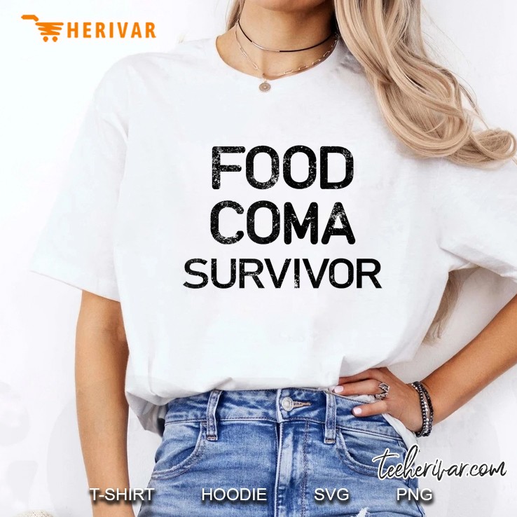 Vintage Thanksgiving Funny Food Coma Survivor Ladies Tee