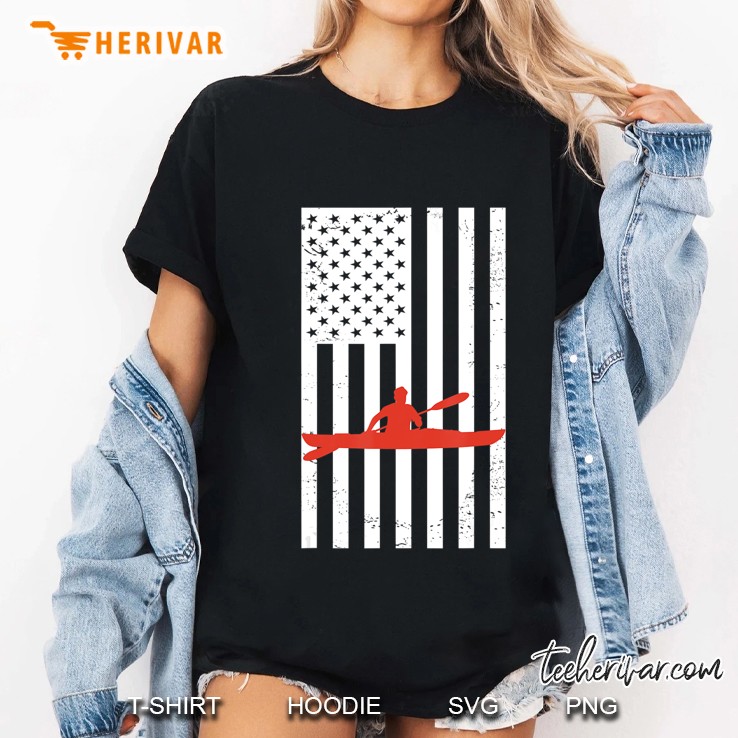 American Flag Kayak Kayaking Gift For Kayaker Ladies Tee