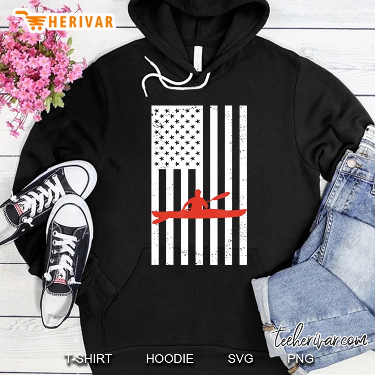 American Flag Kayak Kayaking Gift For Kayaker Hoodie