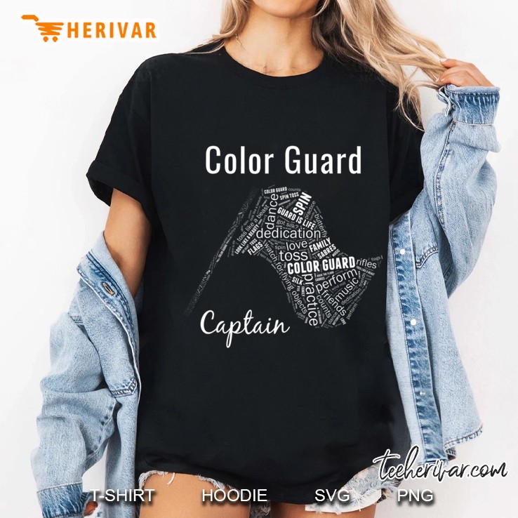 Color Guard Flag Captain Band Word Collage Ladies Tee