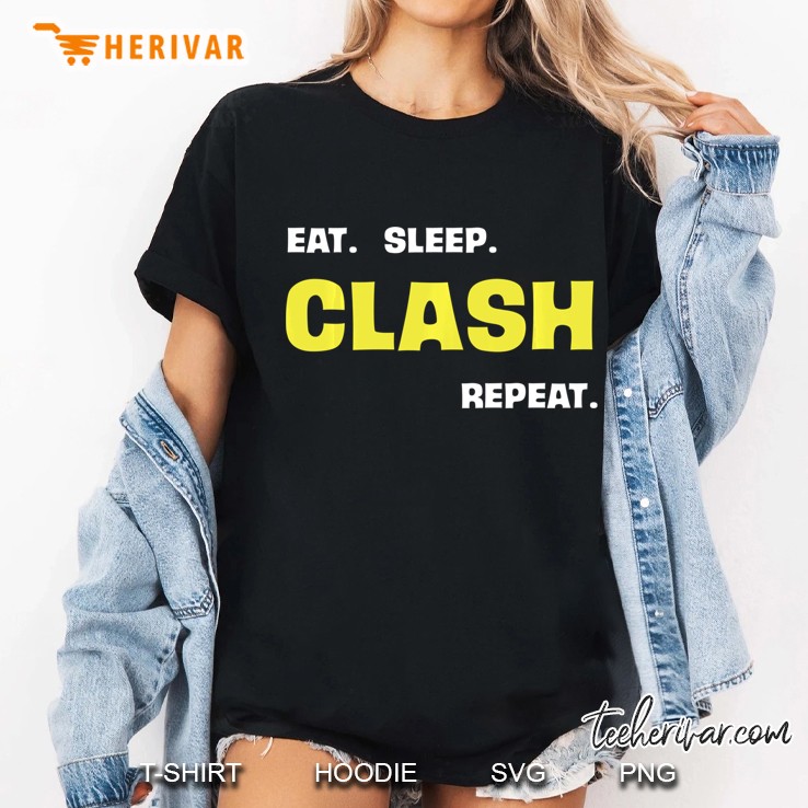 Funny Eat Sleep Clash Repeat Gaming Ladies Tee
