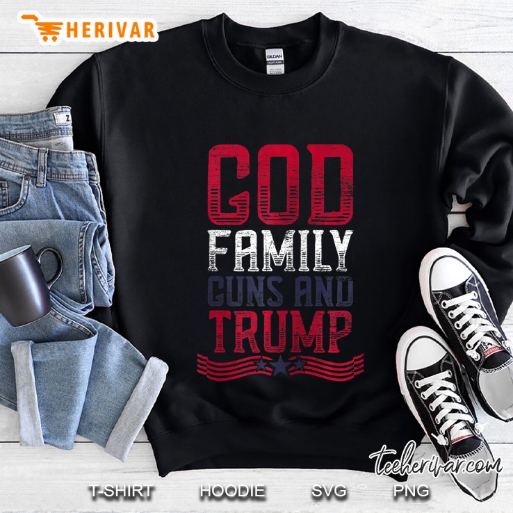 God Familiy Guns And Trump Zip Sweatshirt