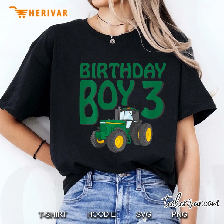 Kids 3Rd Birthday Green Farm Tractor Shirt Three 3 Year Old Ladies Tee