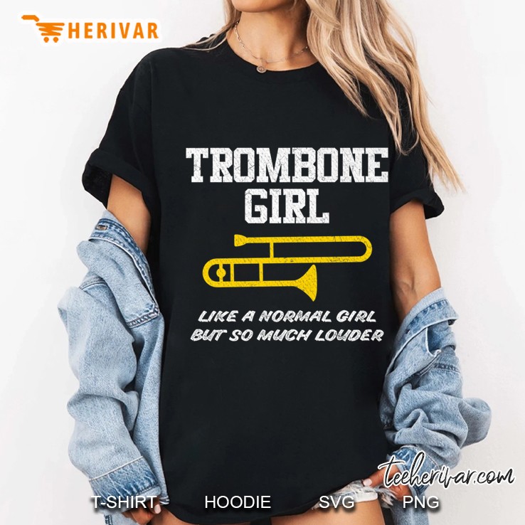 Marching School Band Funny Trombone Girl Premium Ladies Tee