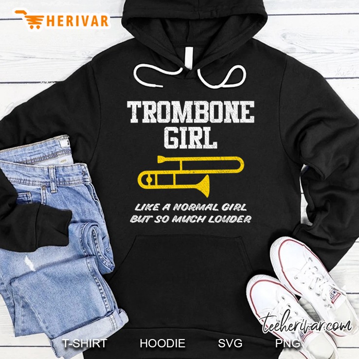 Marching School Band Funny Trombone Girl Premium Hoodie