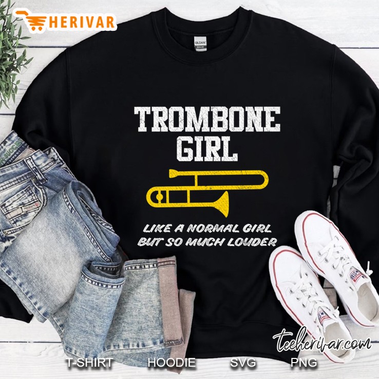 Marching School Band Funny Trombone Girl Premium Sweatshirt