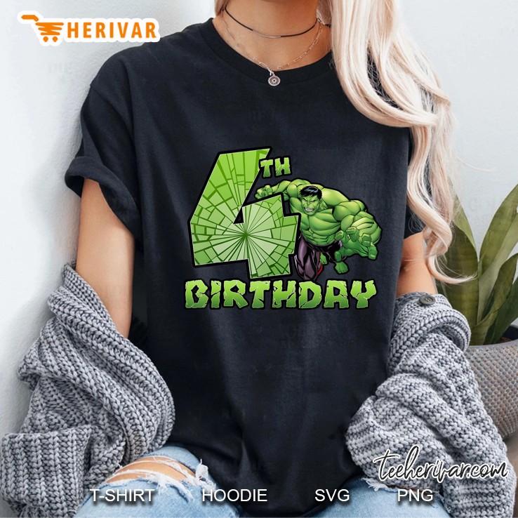 Marvel Avengers Hulk Smash 4Th Birthday Ladies Tee