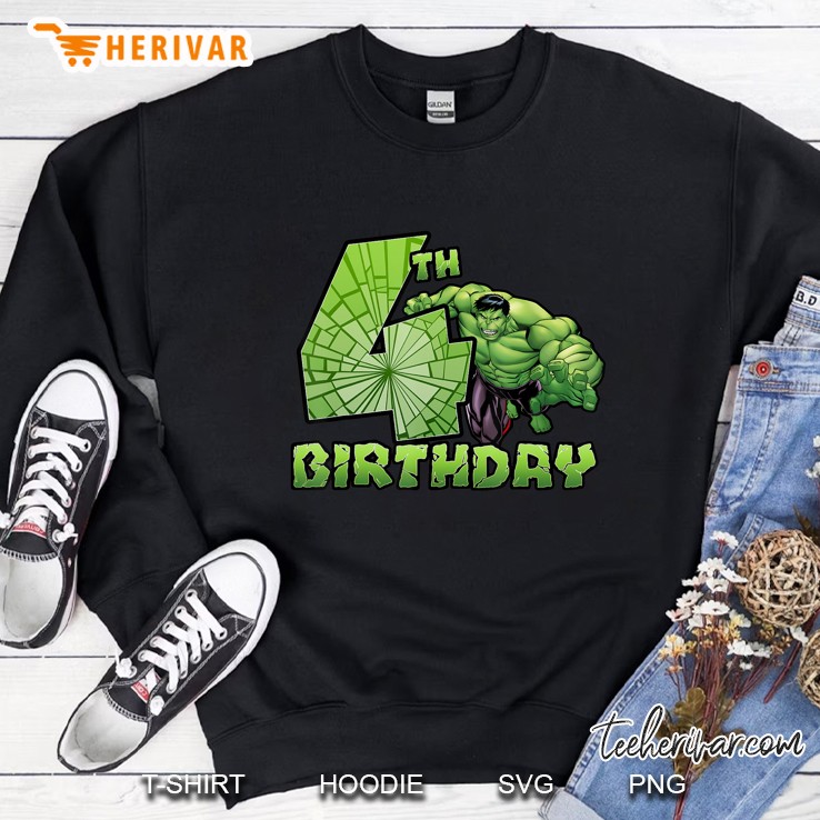 Marvel Avengers Hulk Smash 4Th Birthday Sweatshirt