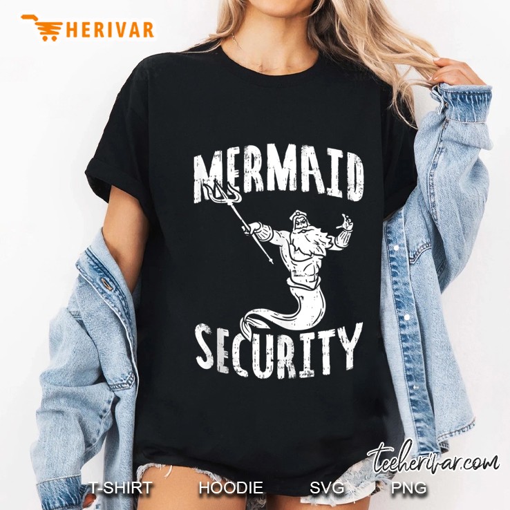 Mermaid Security Poseidon Guard Birthday Pool Party Mer-Dad Ladies Tee