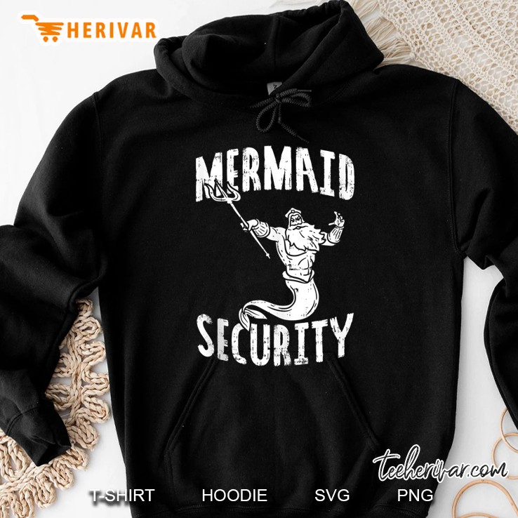 Mermaid Security Poseidon Guard Birthday Pool Party Mer-Dad Hoodie
