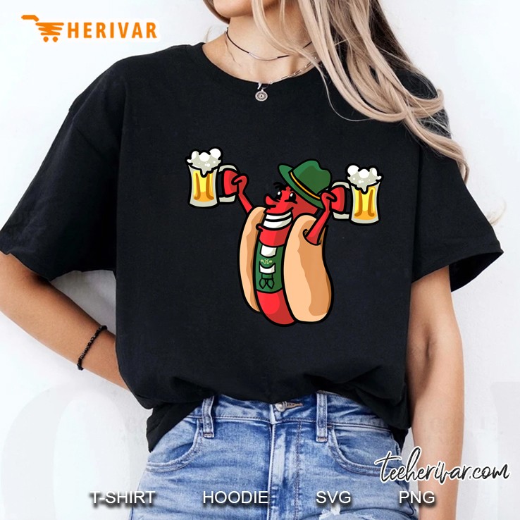 Oktoberfest Beer Hot Dog Bratwurst Funny German Gift Ladies Tee