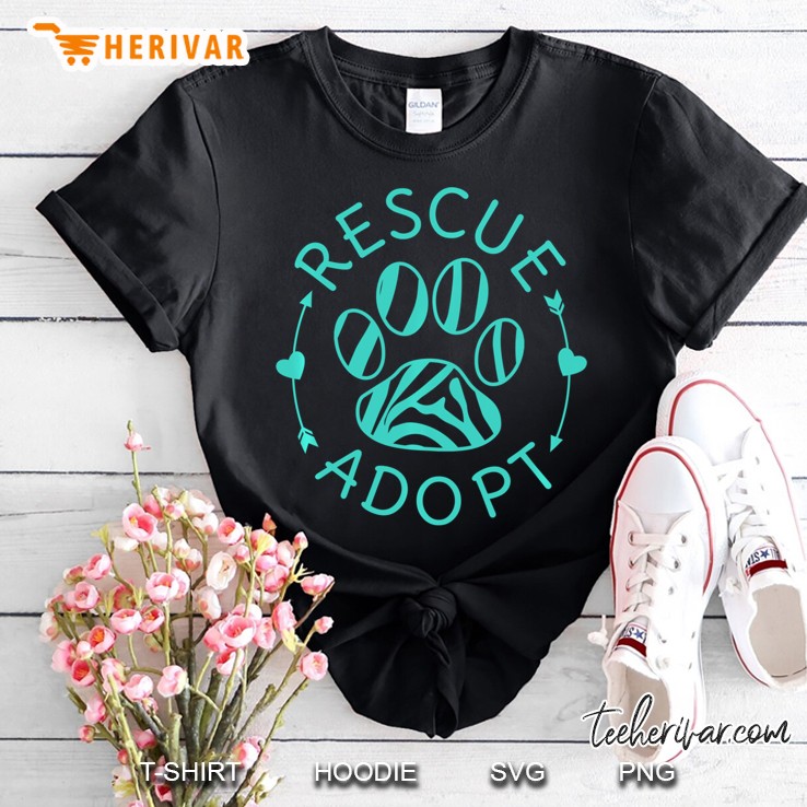 Rescue Adopt Animal Lover Love Cats Dogs Paw Print Shirt