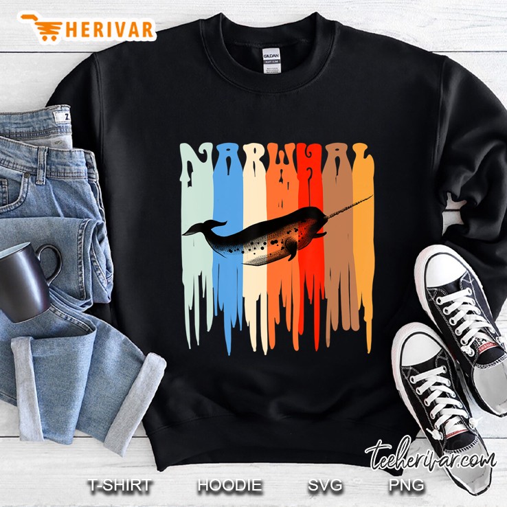 Retro Narwhal Funny Unicorn Of The Sea Fish Vintage Sweatshirt
