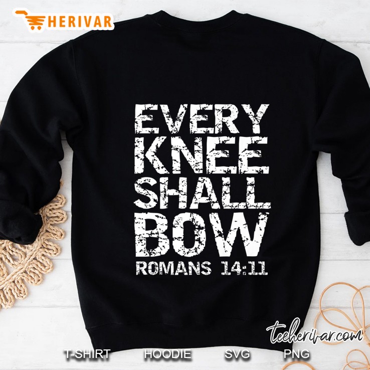 Romans 1411 Quote Bold Distressed Gift Every Knee Shall Bow Premium Mugs