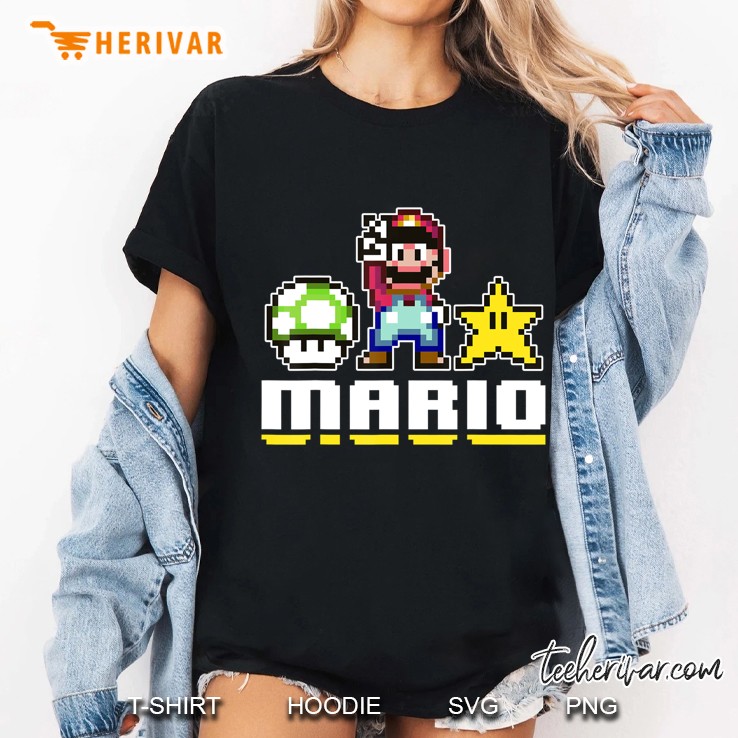 Super Mario Pixel Mario Portrait Ladies Tee