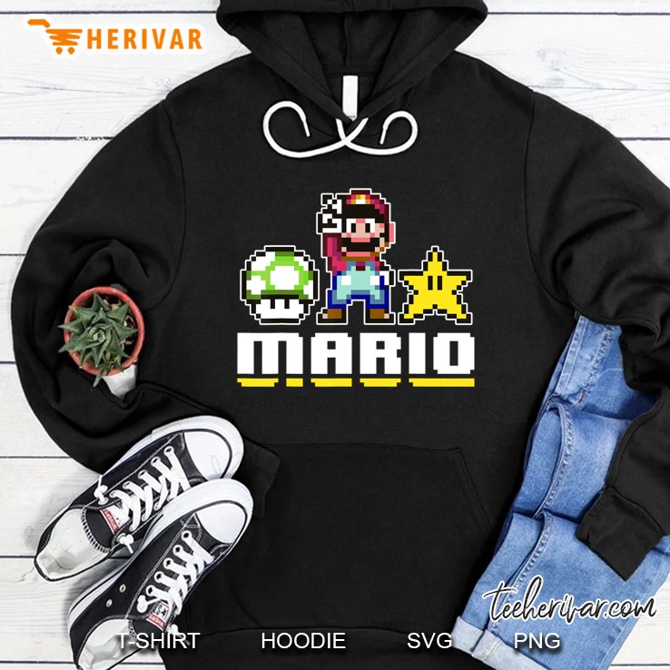 Super Mario Pixel Mario Portrait Hoodie