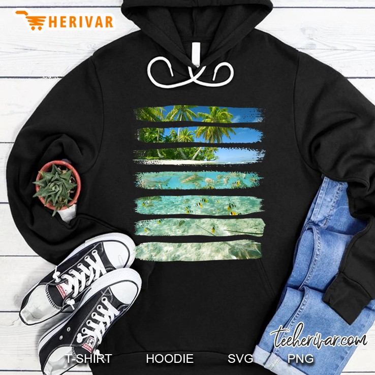 Tropical Paradise Island, Beach, Palm Tree, Marine Hoodie