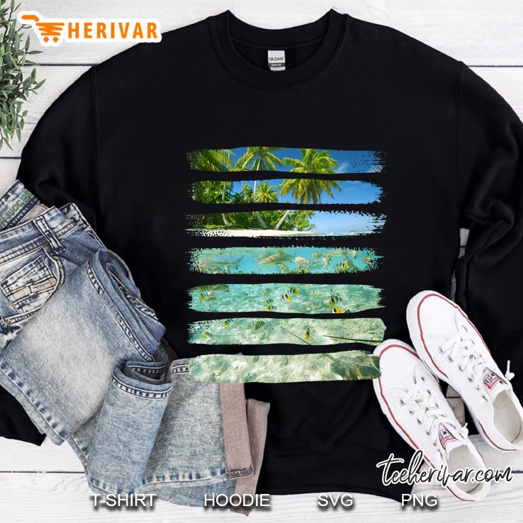 Tropical Paradise Island, Beach, Palm Tree, Marine Sweatshirt