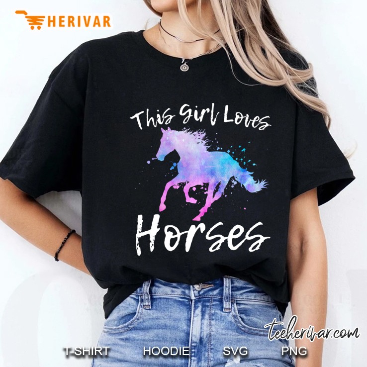 This Girl Loves Horses Horseback Riding Teen Women Mom Rider Pullover Ladies Tee