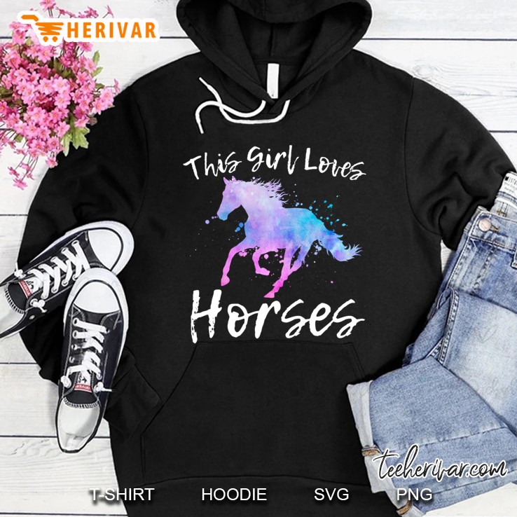 This Girl Loves Horses Horseback Riding Teen Women Mom Rider Pullover Hoodie