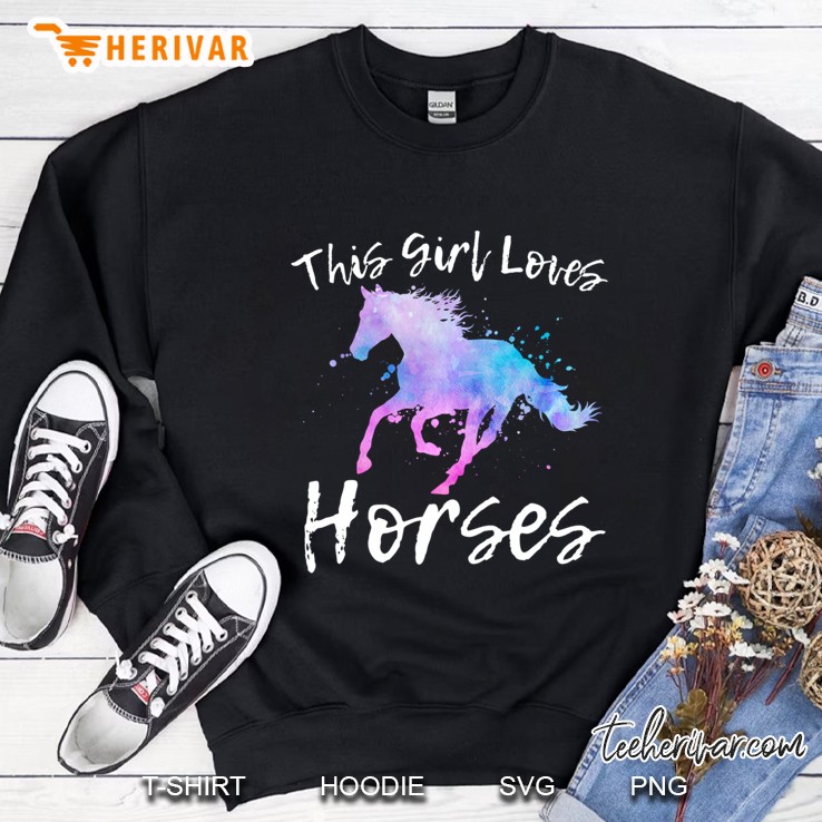 This Girl Loves Horses Horseback Riding Teen Women Mom Rider Pullover Sweatshirt
