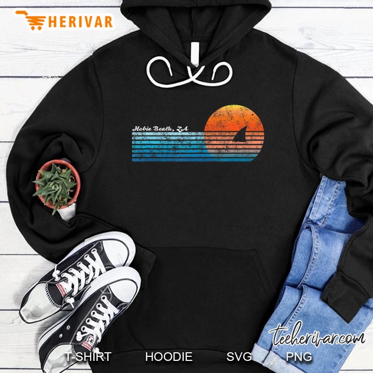 Vintage Hobie Beach Retro 80S Shark Fin Sunset Hoodie