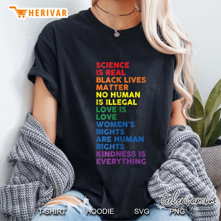 Womens Distressed Science Is Real Black Lives Matter Lgbt Pride V-Neck Ladies Tee