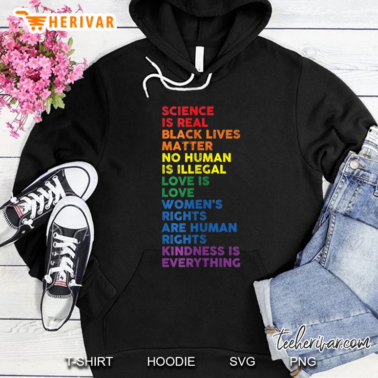 Womens Distressed Science Is Real Black Lives Matter Lgbt Pride V-Neck Hoodie