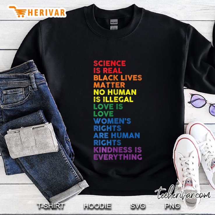 Womens Distressed Science Is Real Black Lives Matter Lgbt Pride V-Neck Sweatshirt