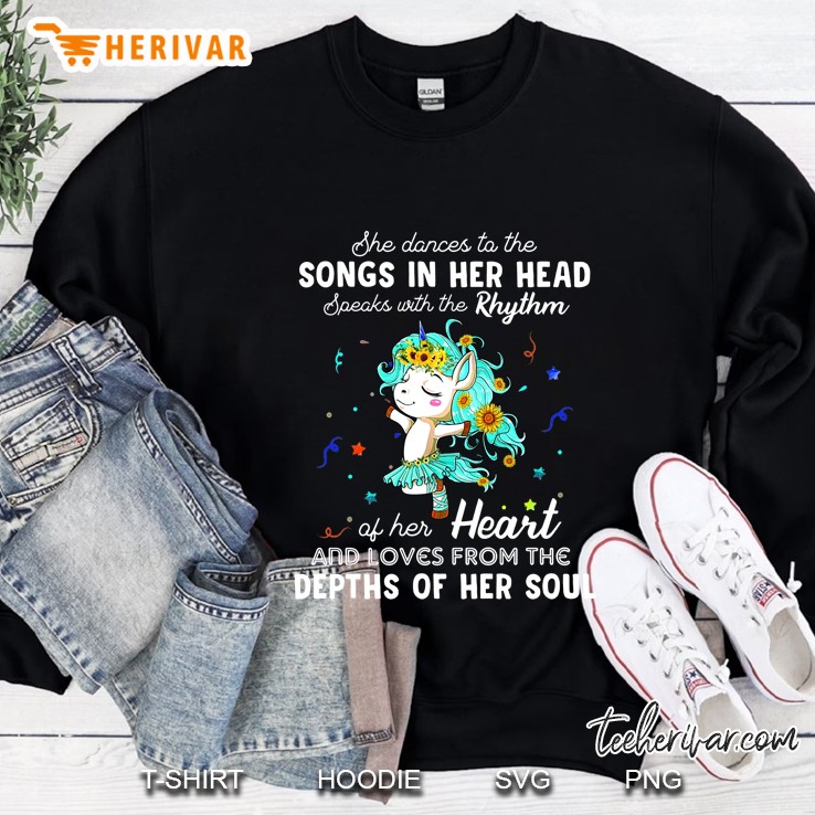 She Dances To The Songs In Her Head Blue Unicorn Version Sweatshirt