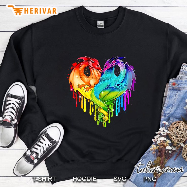 Couple Dragon Lgbt Couple Dragon Rainbow Sweatshirt