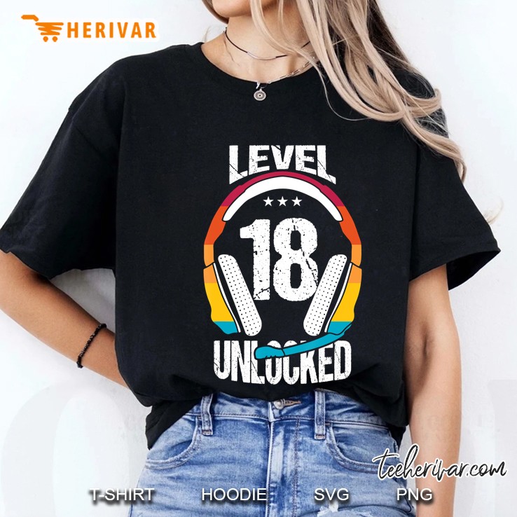 18Th Birthday Cool Gamer Boys Girls Men Level 18 Unlocked Ladies Tee