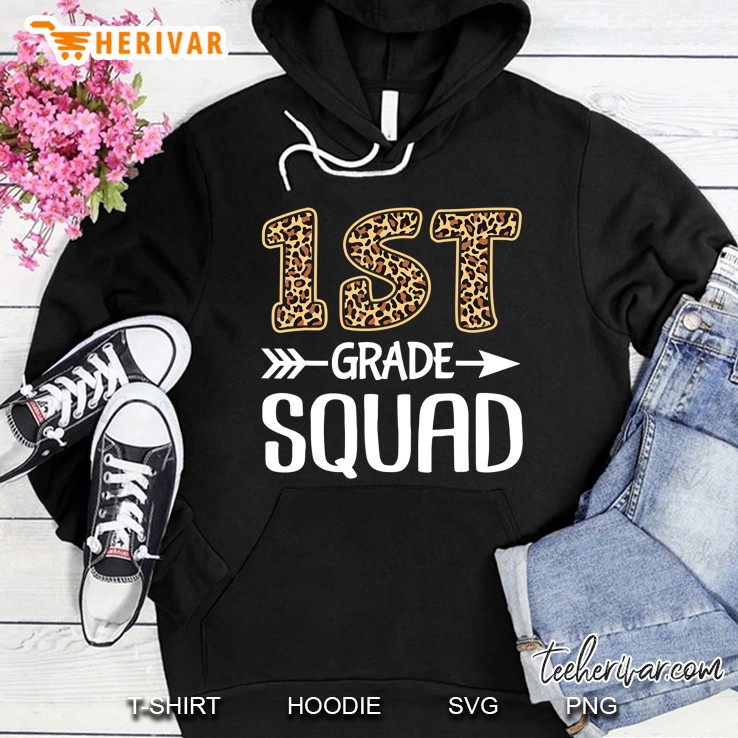 1St Grade Squad Leopard Gift First Grade Teacher Student Hoodie