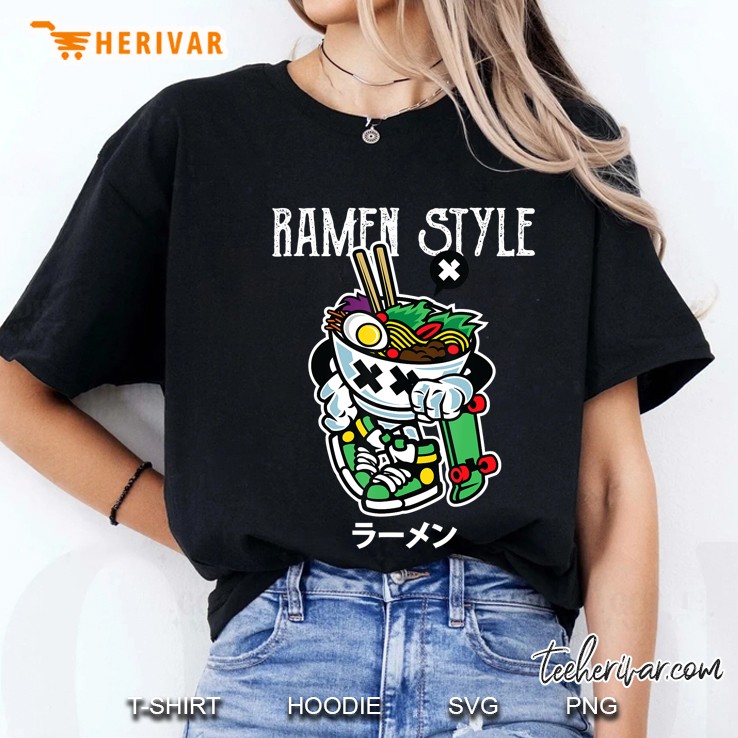 Japanese Ramen Style Skater Graffiti Design Ramen Noodle Ladies Tee