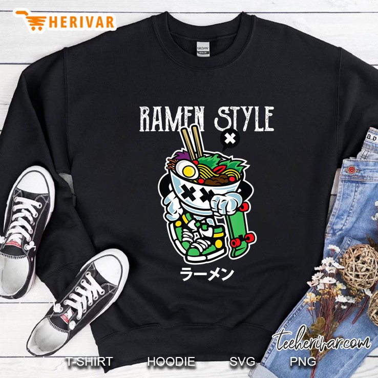 Japanese Ramen Style Skater Graffiti Design Ramen Noodle Sweatshirt