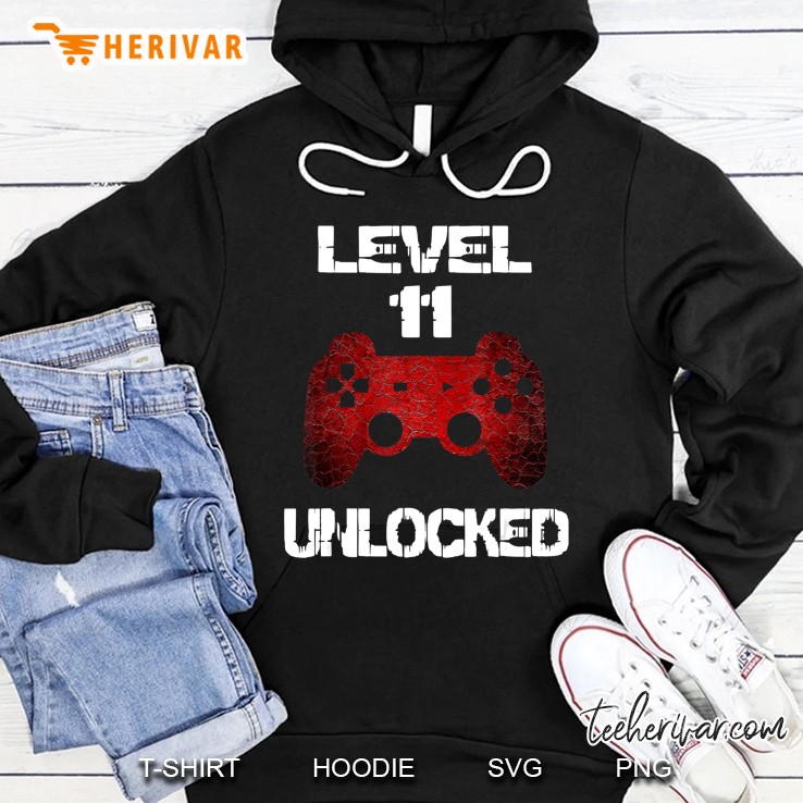 Level 11 Unlocked Boys 11Th Birthday 11 Year Old Gamer Gift Hoodie