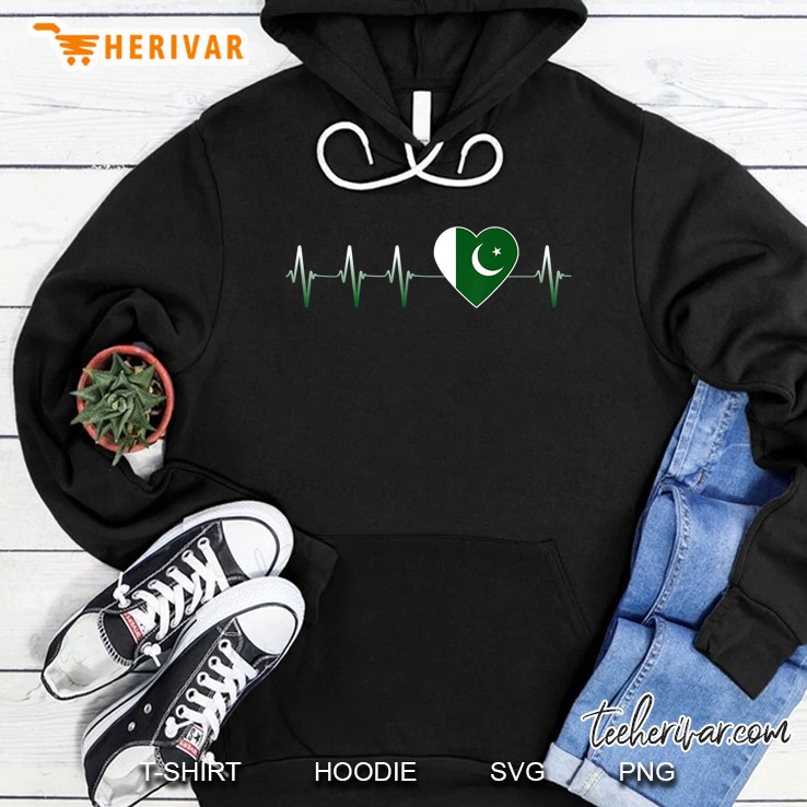 Pakistani Heartbeat I Love Pakistan Flag Heart Pulse Gift Hoodie