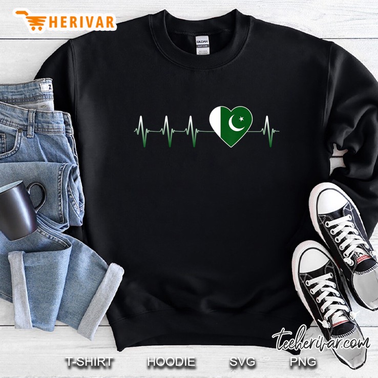 Pakistani Heartbeat I Love Pakistan Flag Heart Pulse Gift Sweatshirt