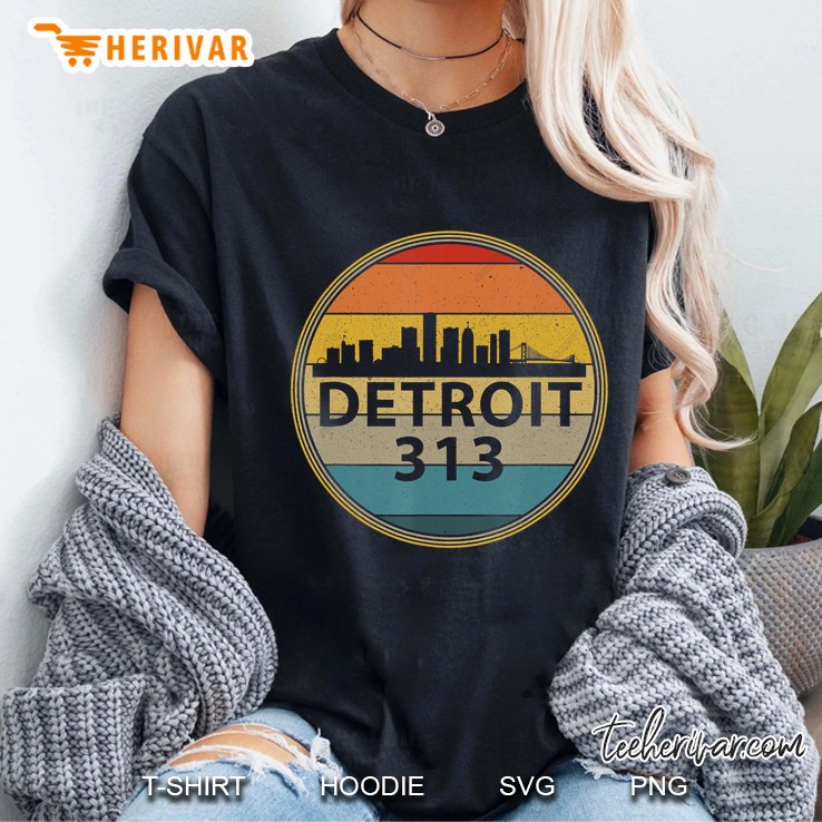 Retro Vintage Detroit 313 Design Hoodie