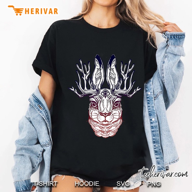 Stay Weird - Jackalope Tshirt - Folklore Hare Third Eye Tee Hoodie