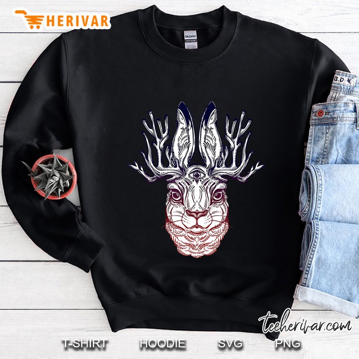 Stay Weird - Jackalope Tshirt - Folklore Hare Third Eye Tee Mugs