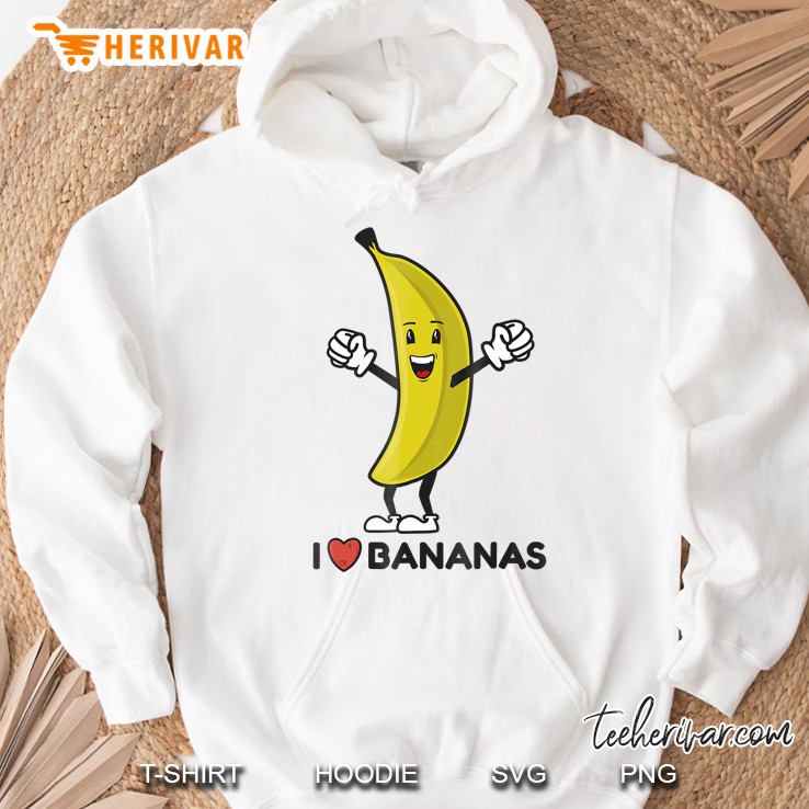 I Love Bananas Long Fruit Funny Banana Hoodie