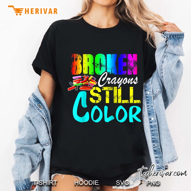 Broken Crayons Still Color Art Teacher Retirement Tee Shirt Raglan Baseball Tee Ladies Tee