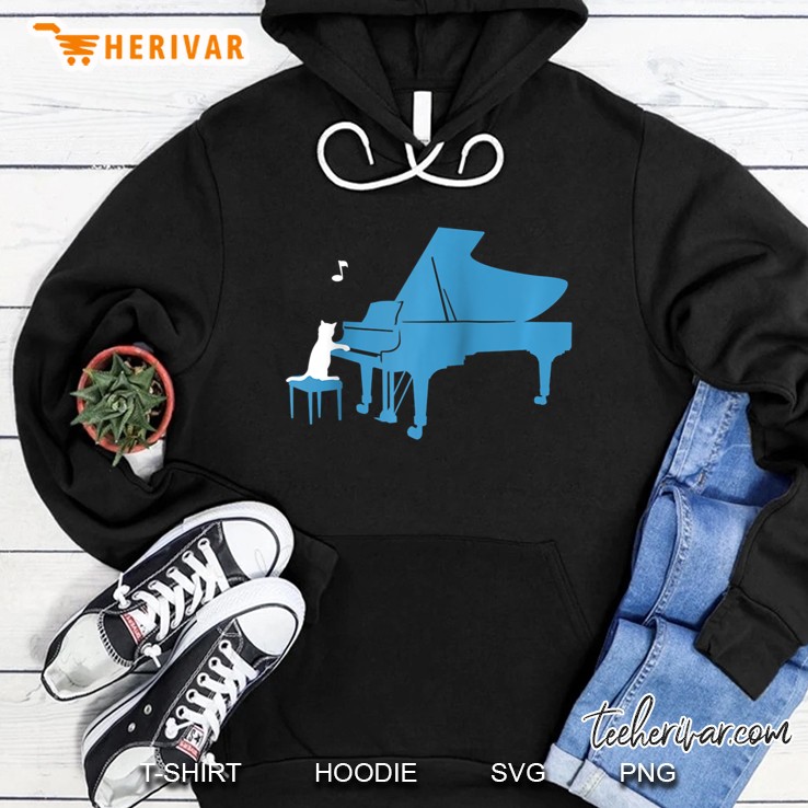 Cute Gift For Pianist Piano Lovers Cute Cat Playing Piano Raglan Baseball Tee Mugs