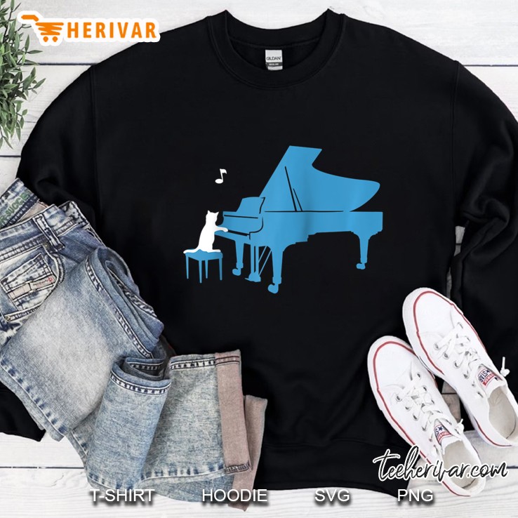 Cute Gift For Pianist Piano Lovers Cute Cat Playing Piano Raglan Baseball Tee Mugs