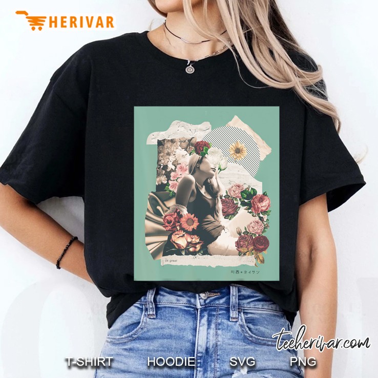 Floral Collage Art Streetwear Graphic Tee Ladies Tee